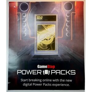 GameStop Pokemon Power Packs Gold Pack Promotional Poster Store Display 24x28